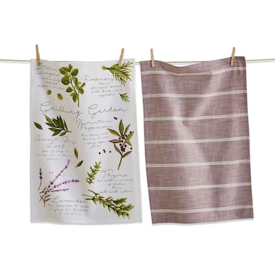 Grill Garden Dishtowel Set of 2 - Summer Multicolor Cotton Kitchen Towels, 26" x 18", Machine Washable