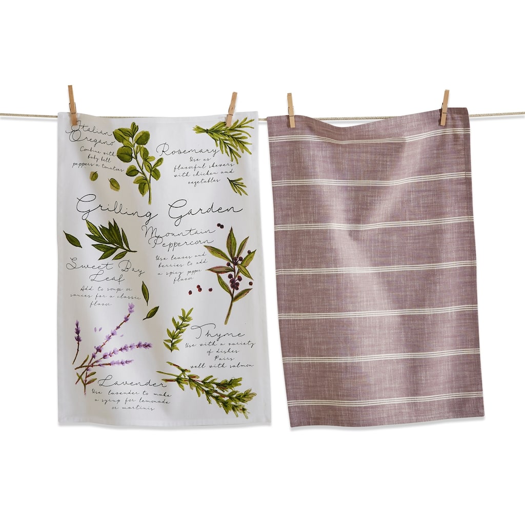 Grill Garden Dishtowel Set of 2 - Summer Multicolor Cotton Kitchen Towels, 26" x 18", Machine Washable