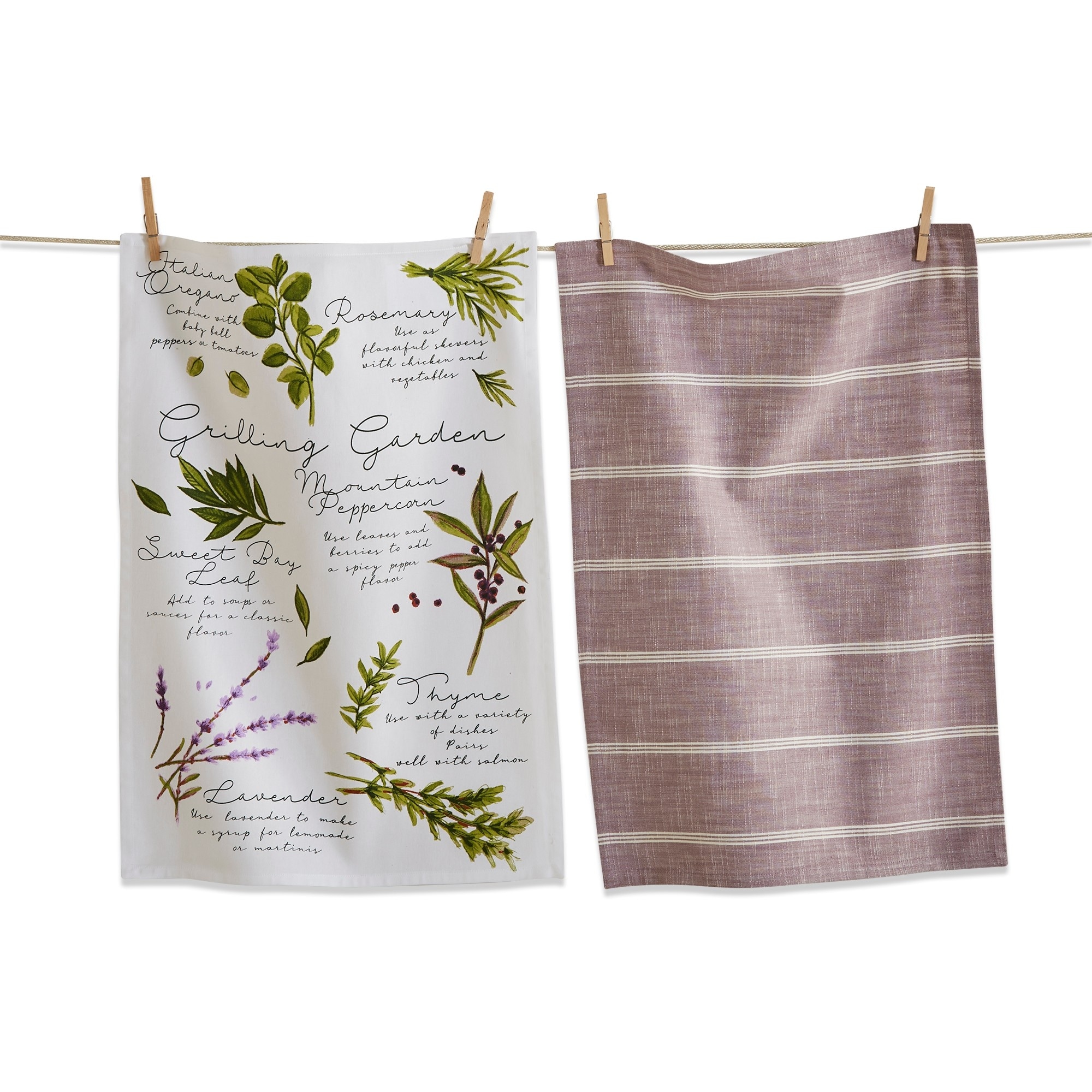 Grill Garden Dishtowel Set of 2 - Summer Multicolor Cotton Kitchen Towels, 26" x 18", Machine Washable