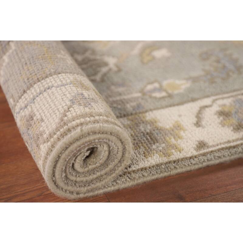 Earth Tone Grey Oushak Oriental Runner Rug Handmade Wool Carpet - 2'7"x 7'10"