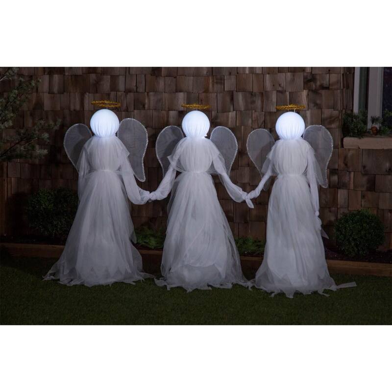 Set of 3 LED Angels - Multi - Color