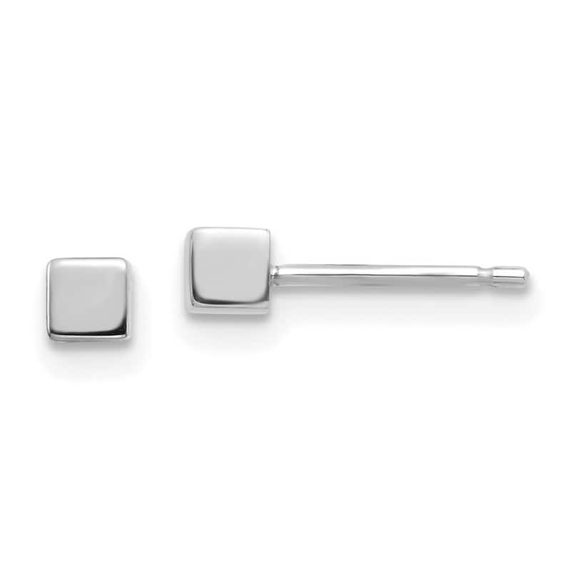 Curata 14k White Gold 3mm Square Stud Earrings