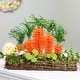 preview thumbnail 1 of 4, Standing Carrots on Floral Foliage Twig Log Easter Decoration - 2"