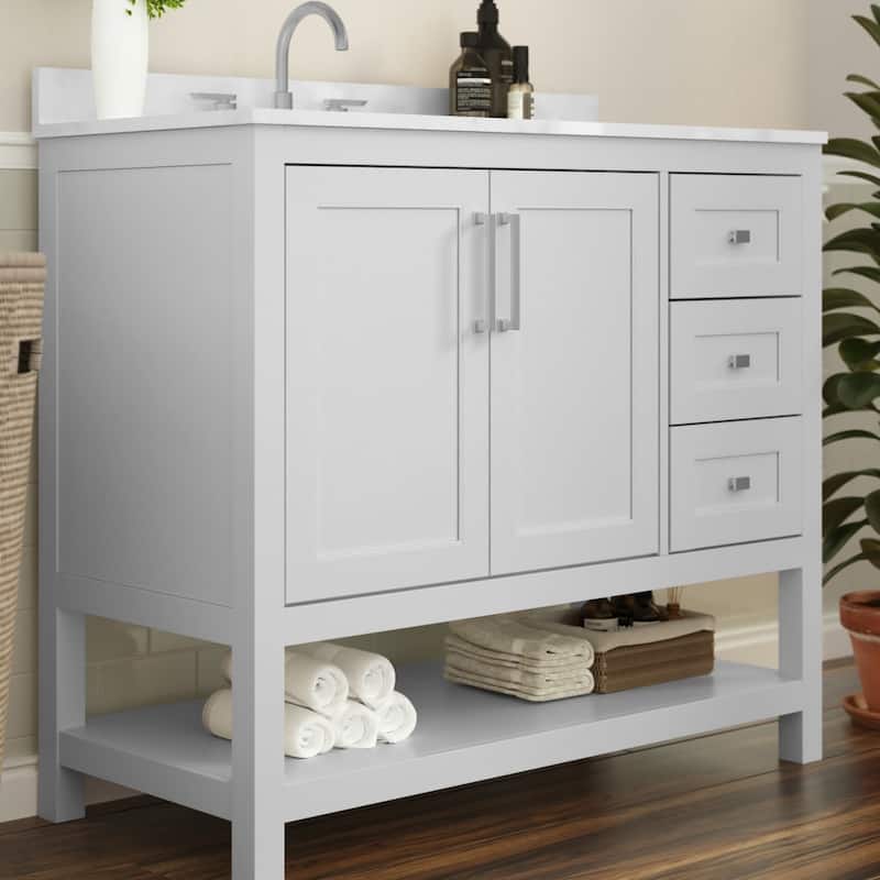 Bathroom Vanity with Sink, Open Storage, and Storage Drawers