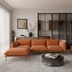 preview thumbnail 23 of 27, Modern Minimalist Upholstered Couches, 147" 4-Seater Cloud Modular Sectional Sofa with 2 Ottoman,U Shaped Couch for Living Room L shaped(3 seats+1 ottoman)orange