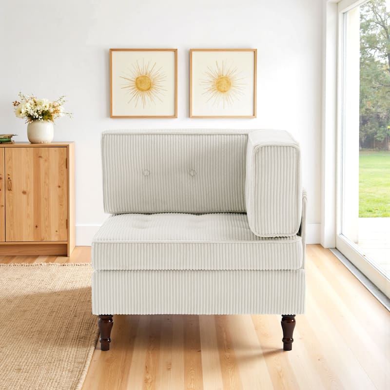 32.57" W Upholstered Corduroy Corner Accent Chair