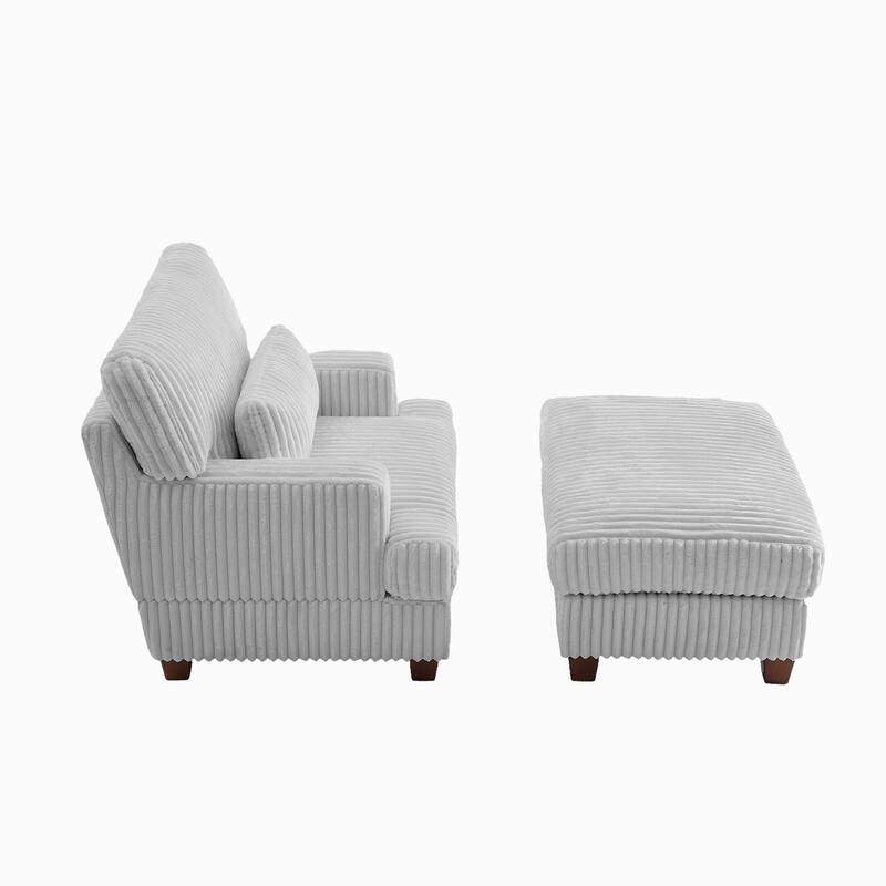 36" Wide Oversized Upholstered Chaise Lounge Accent Chair with Ottoman