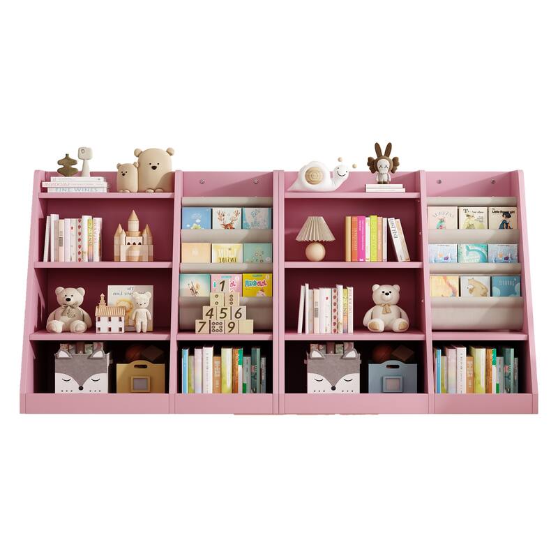 Wooden Toy Storage Organizer Cabinet Kids Bookshelf Children Bookcase Toddler Baby Sling Book Rack Shelf