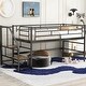 preview thumbnail 2 of 8, Twin Size Mid Loft Bed with Storage Stairs, Black