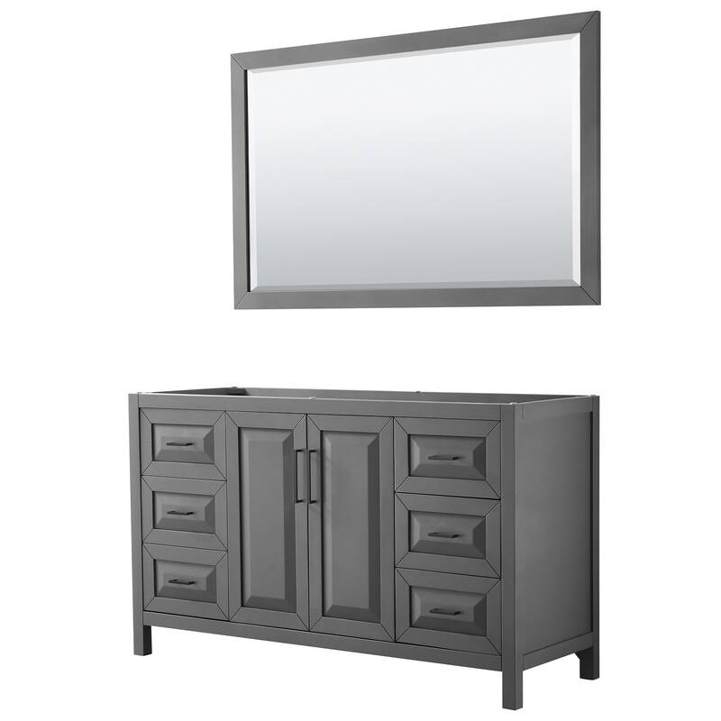 Wyndham Collection Daria 59" Single Free Standing Vanity Cabinet - - Dark Gray / Matte Black Hardware