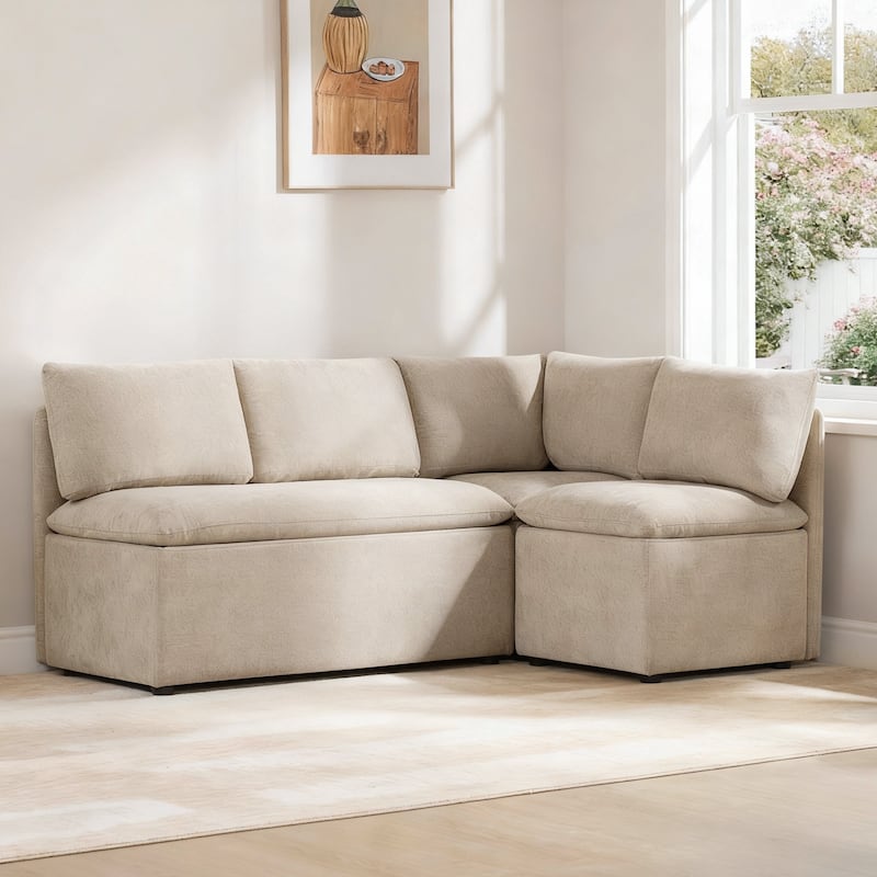 Spruce & Spring Modern 74" L-Shaped Dining Bench with Storage, Corner Breakfast Nook Banquette Bench