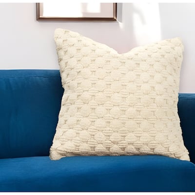 HomeRoots 20" Ivory Cotton Throw Pillow With Texture