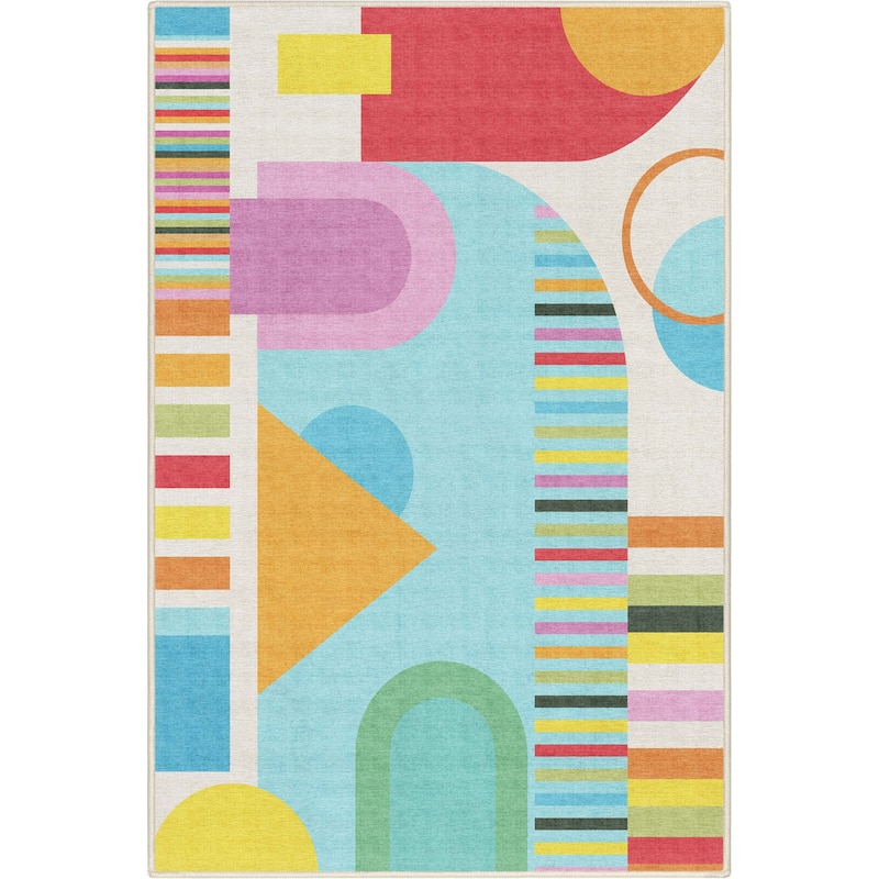 Well Woven Crayola Parade Modern Geometric Shapes Multi Color Rug