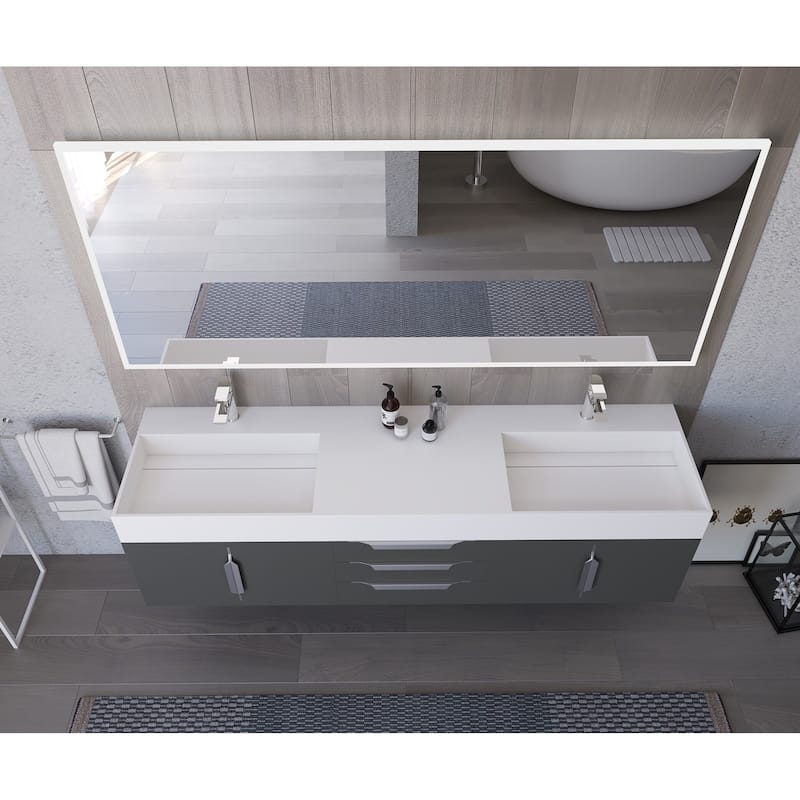 Amazon 72" Wall Mounted Bathroom Vanity Set w/ White Top