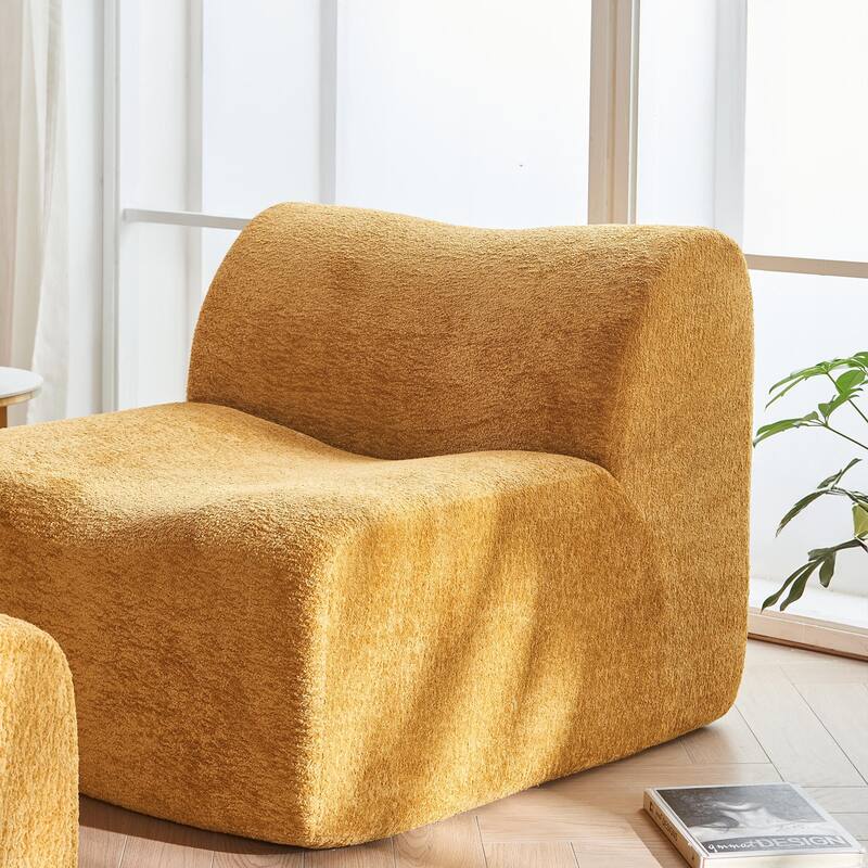 Comfortable and Space-Saving Single Foam Compression Sofa Chair with Footrest + Pillow
