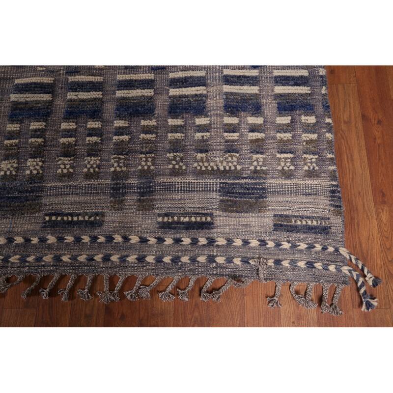 Blue Moroccan Palace Size Area Rug Handmade Wool Carpet - 14'9"x 18'0"