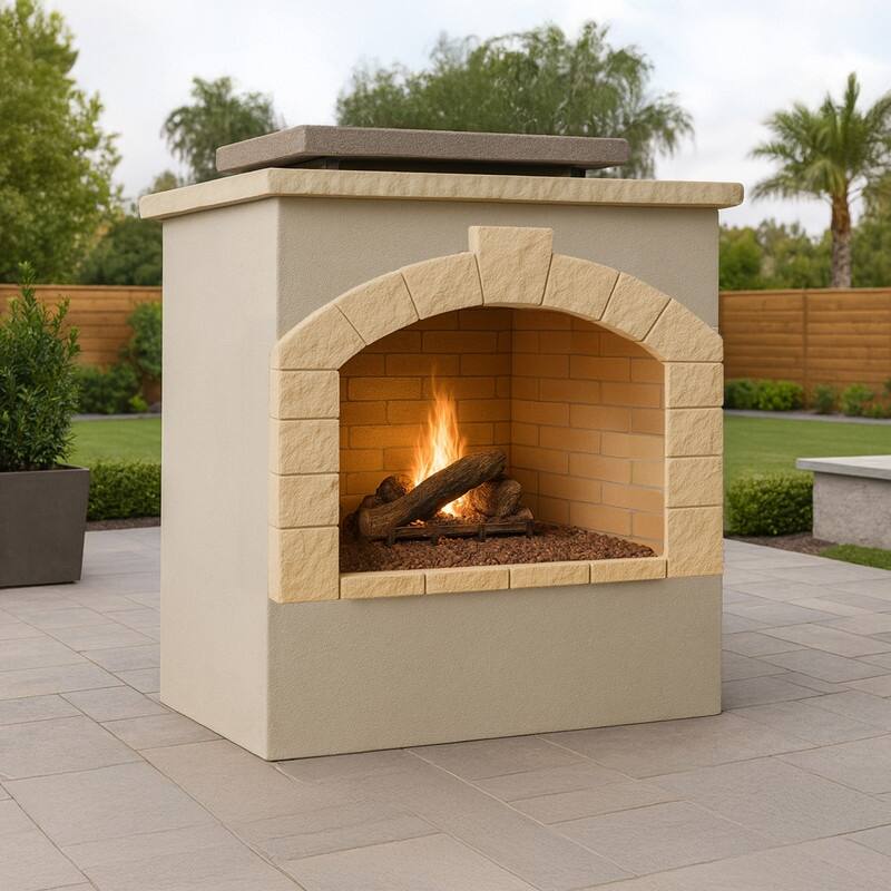 48 in. Tile and Stucco Propane Gas Outdoor Fireplace