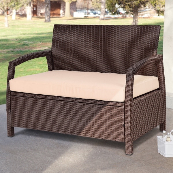 Shop Costway Outdoor Rattan Loveseat Bench Couch ChairPatio Furniture