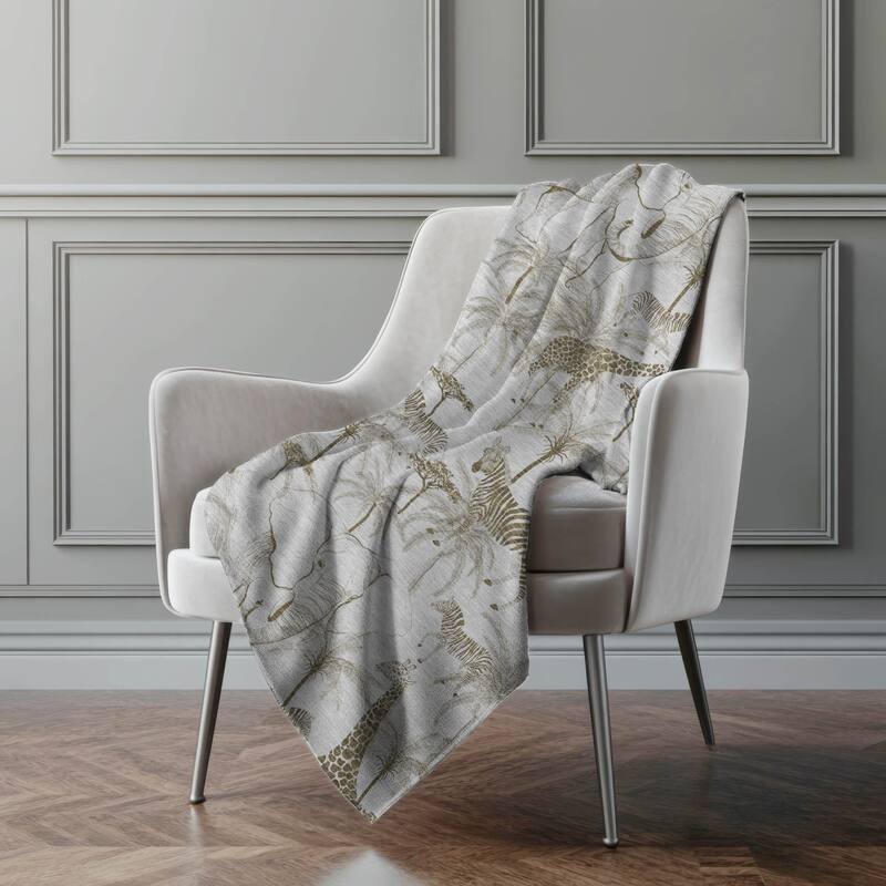 Premium Machine Washable ASB202 Giraffe Elephant Sherpa Throw Blanket