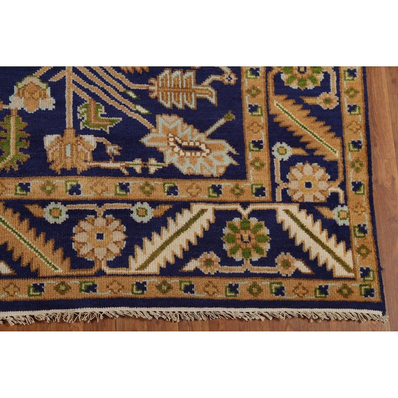 All-Over Blue Oushak Oriental Area Rug Handmade Wool Carpet - 7'11"x 9'9"