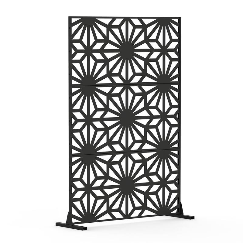 Metal Privacy Screens and Panels with Free Standing - Black