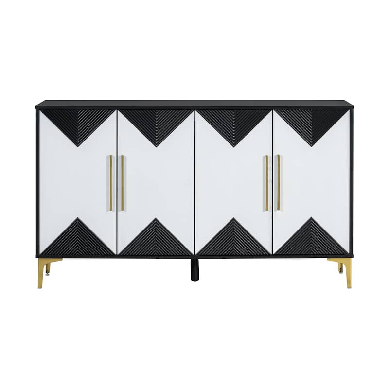Unique Four Door Cabinet - Black/White