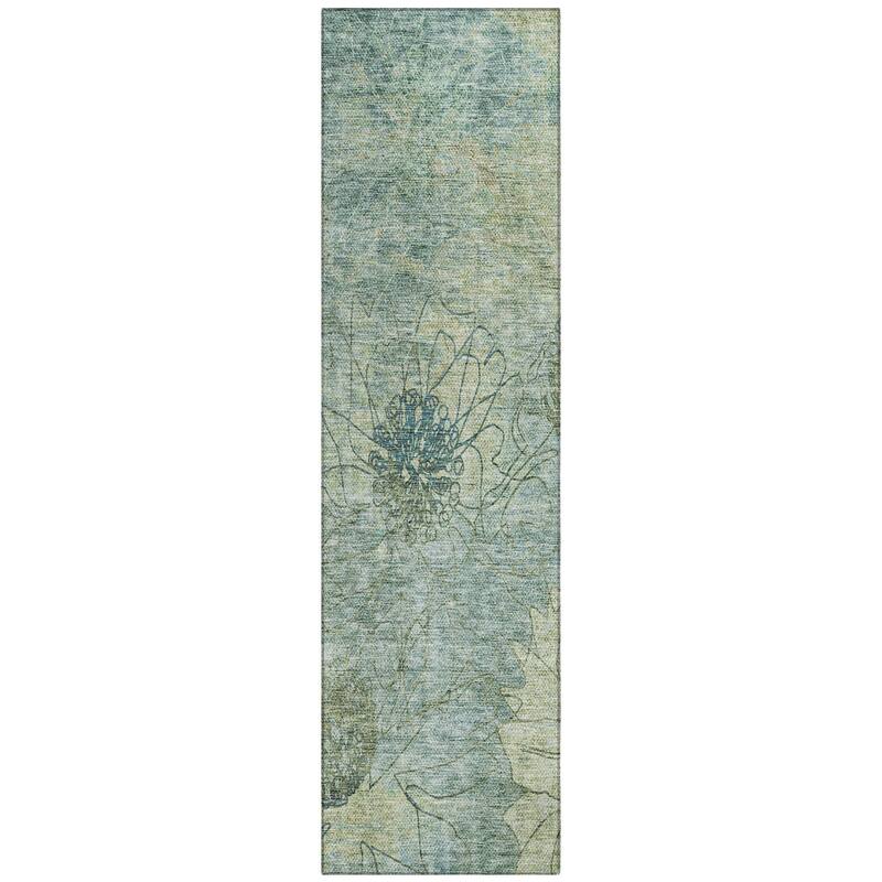 Machine Washable Indoor/ Outdoor Contemporary Floral Chantille Rug