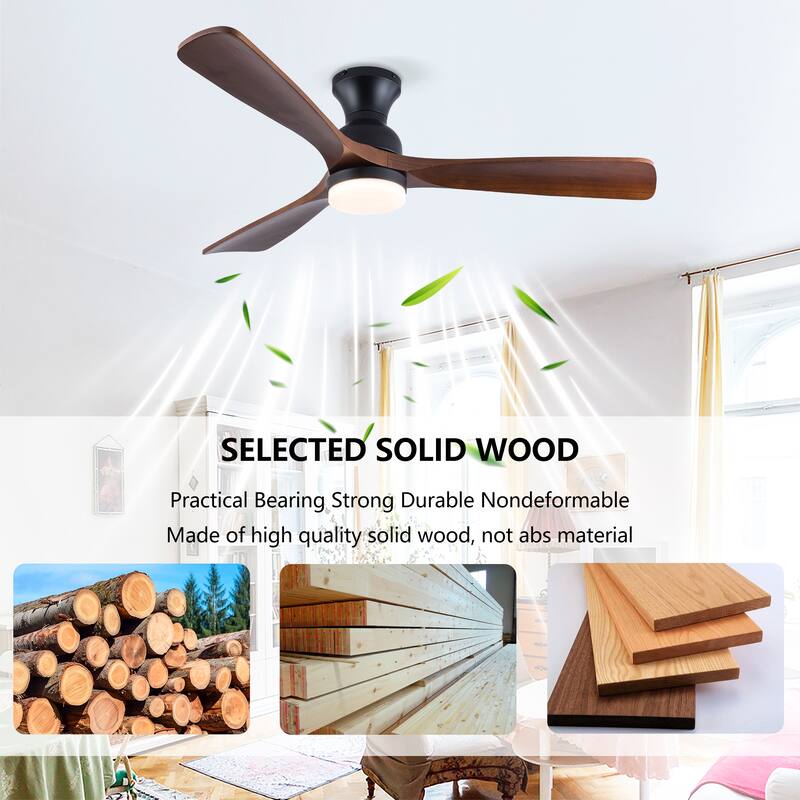 52" Ceiling Fans w/ Lights, 3 Color Dimmable LED, Remote Control Reversible DC Motor