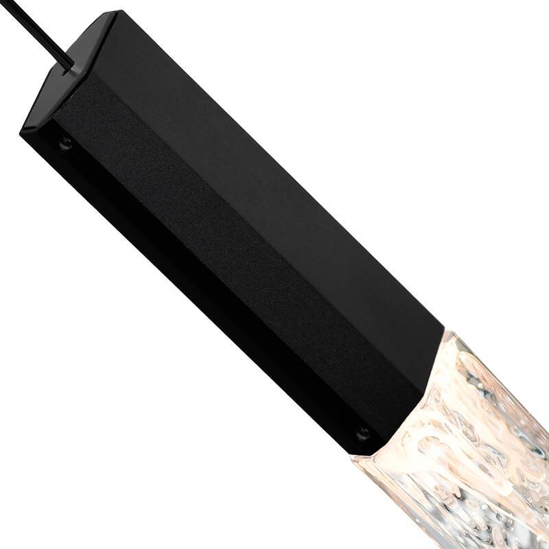 Greta Integrated LED 5in Black Mini Pendant with Handcrafted Glass