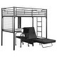 preview thumbnail 2 of 6, Jenner Black Metal Frame Twin Futon Workstation Loft Bed