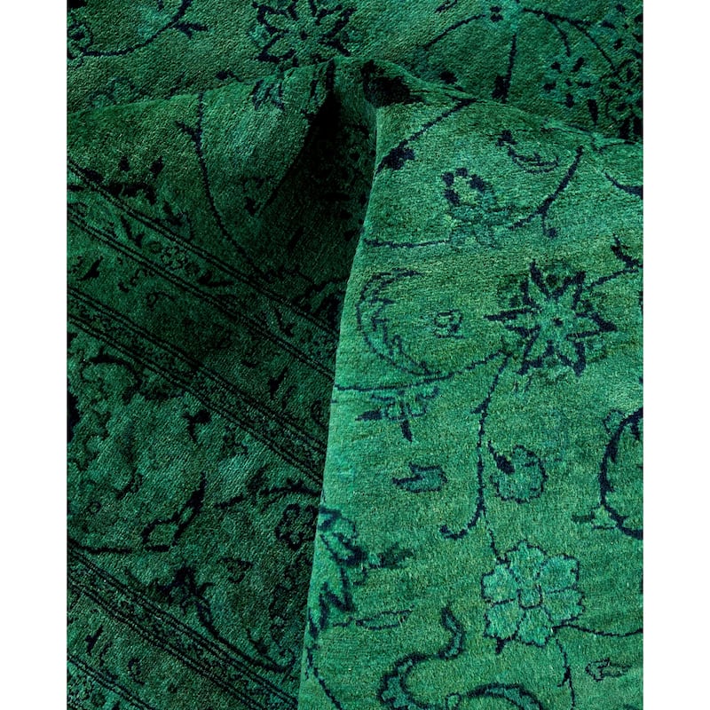 Overdyed One-of-a-Kind Hand-Knotted Area Rug - Green - 6' 2" x 9' 1"
