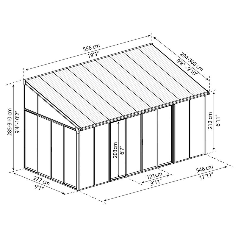SanRemo 10ft & 13ft White & Grey Sunroom, Patio Enclosure and Solarium