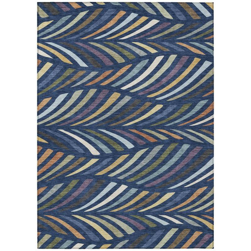 Machine Washable Indoor/ Outdoor Modern Feather Chantille Rug