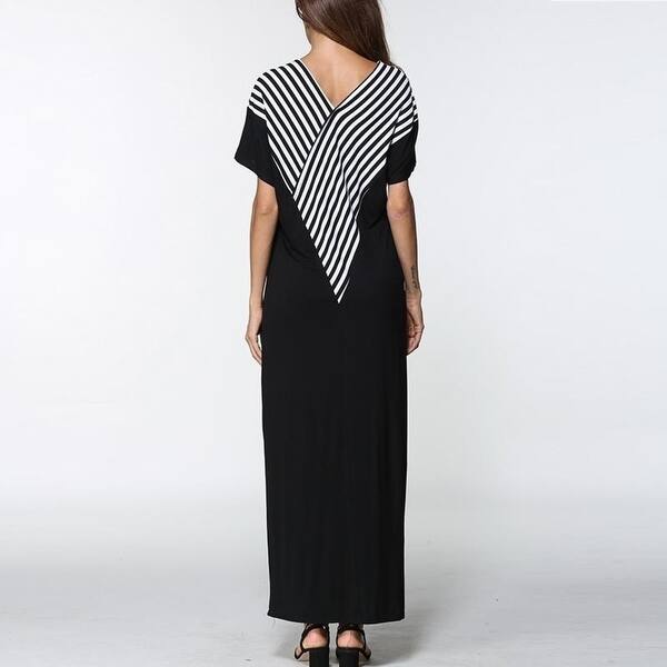 Shop Tigena Loose Striped Summer Dress Women 2018 Floor Length