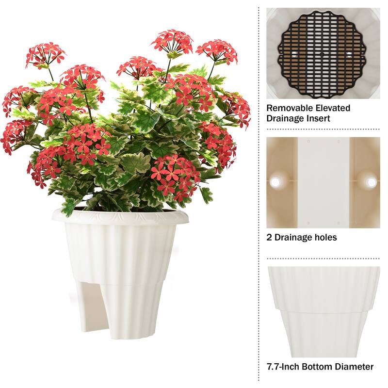 Pure Garden 13.5-n Round Railing Planter - 2.64-Gal Outdoor Flower Pot