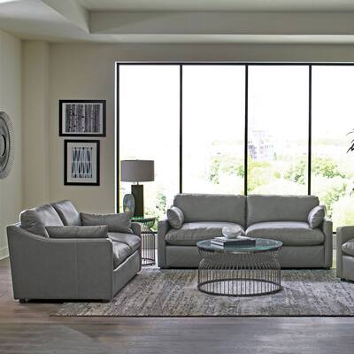 Grayson Grey 2-piece Sloped Arm Upholstered Living Room Set