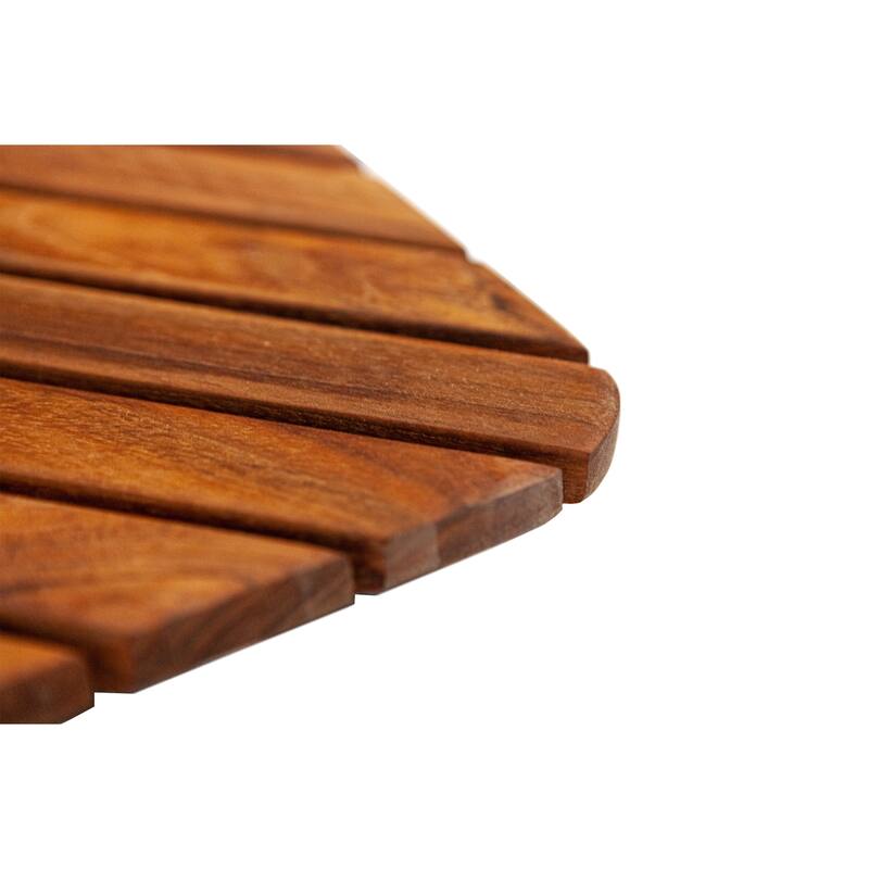 Nordic Style Corner Teak Shower and Spa Mat with Rounded Edge 30″x 30″