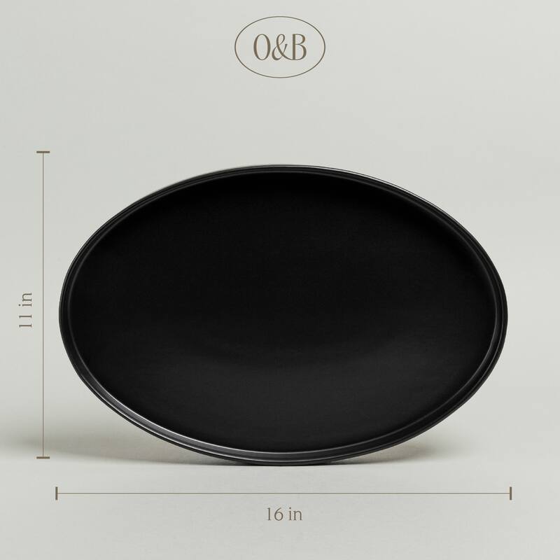 over&back Stackable Semi-Matte Stoneware Oval Serving Platter