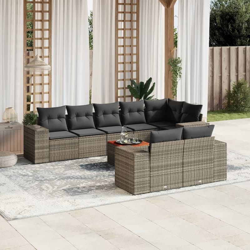 vidaXL Garden Sofa Set Black - 24.4 x 32.7 x 27.2 - Gray and dark gray Large  - form1
