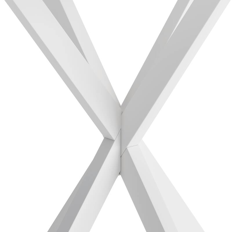47.24" Modern Cross Leg Round Dining Table, White Marble Top Occasional Table