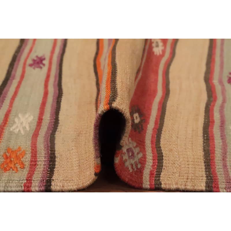 Hand Woven Oriental 100% Wool Carpet Southwestern Tribal Multi-Colored Kilim Area Rug - 7' 4'' X 4' 4''