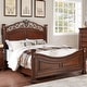 preview thumbnail 2 of 10, Wooden Bed with Crafted Headboard in Dark Cherry