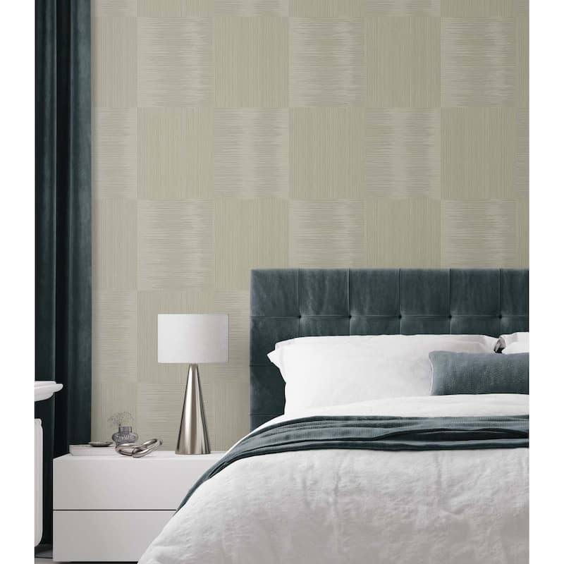 Seabrook Designs Ginza Stria Squares Non-Woven Unpasted Wallpaper
