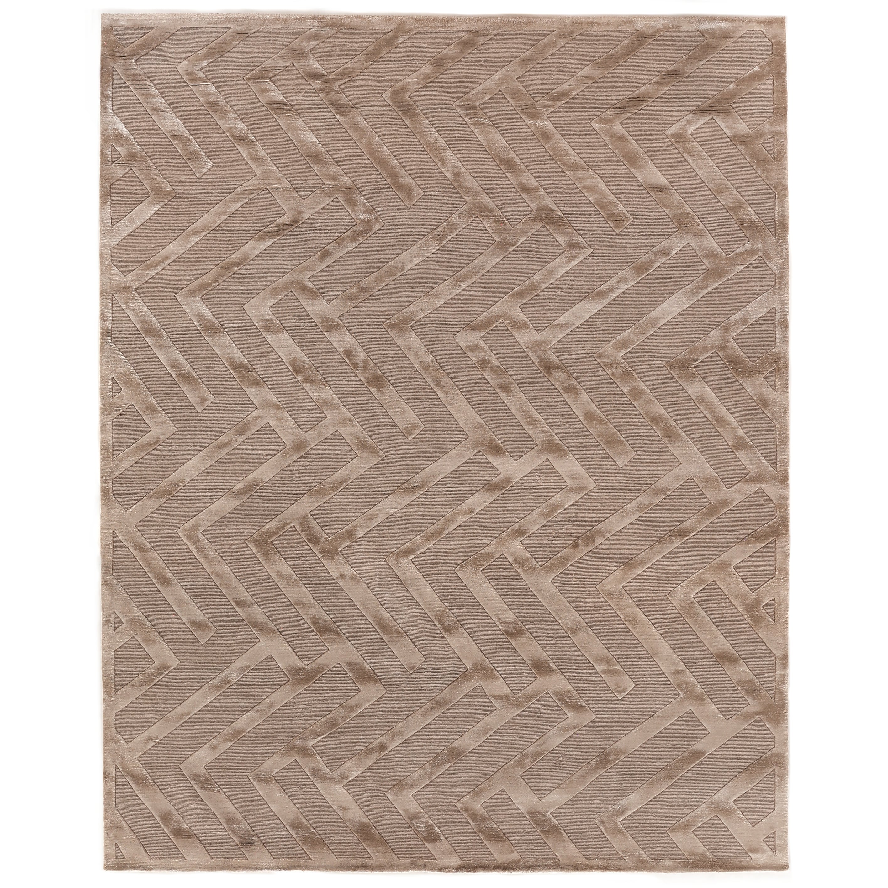 Metro Velvet hand-knotted Wool/Viscose Beige Area Rug - 9' x 12'