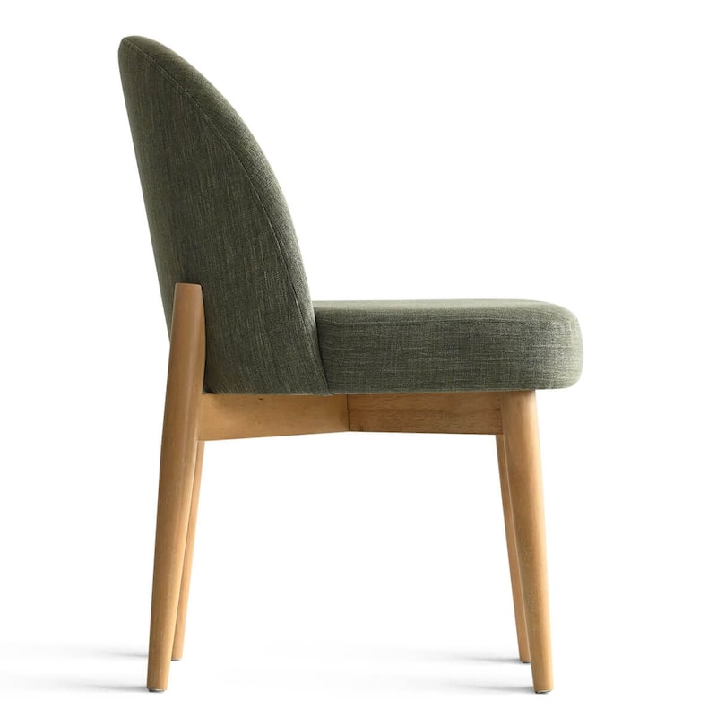 Modern Linen-Blend Parsons Dining Chairs with Solid Wood Legs
