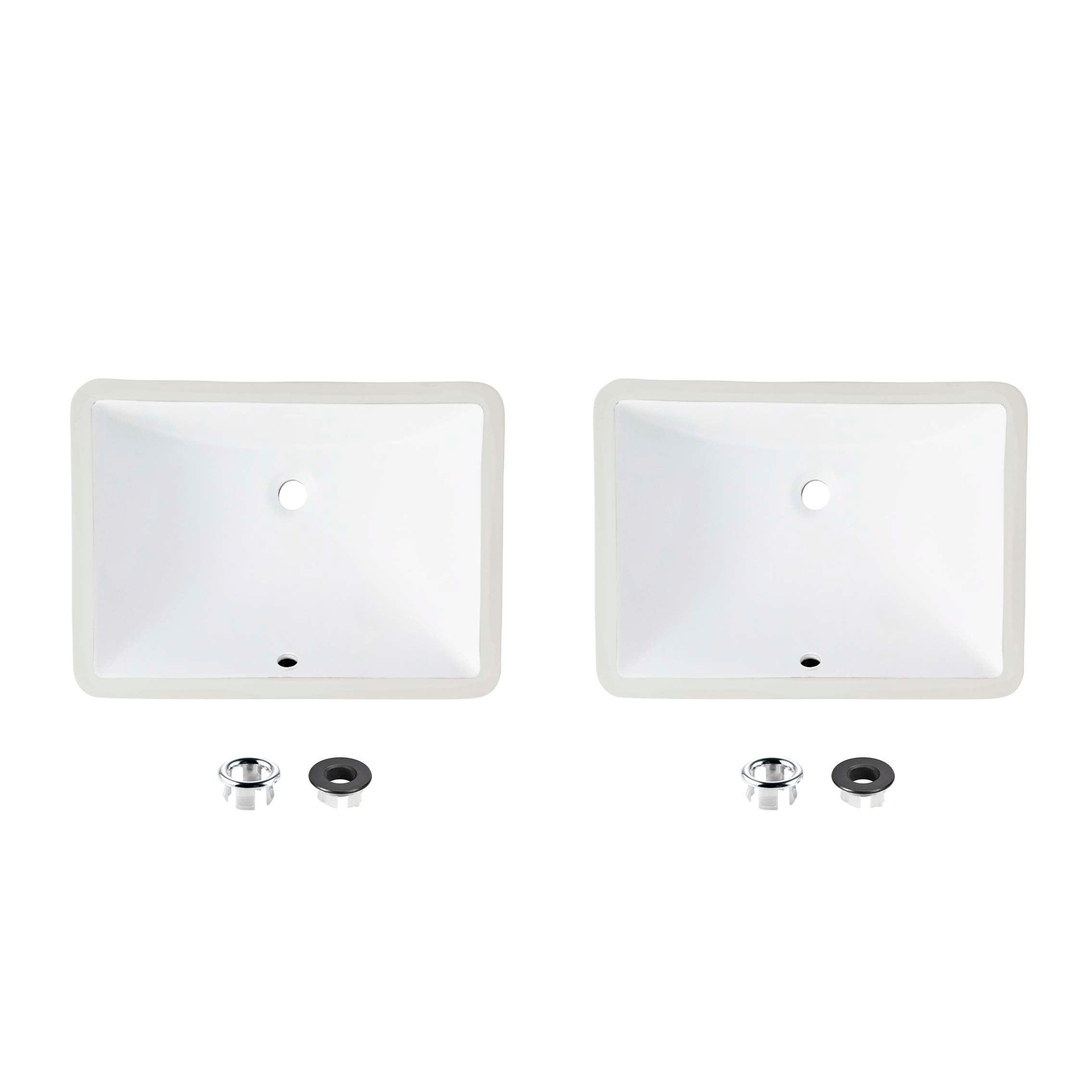 STYLISH 18x13 inch Porcelain Rectangular Undermount Bathroom Sink Set of 2