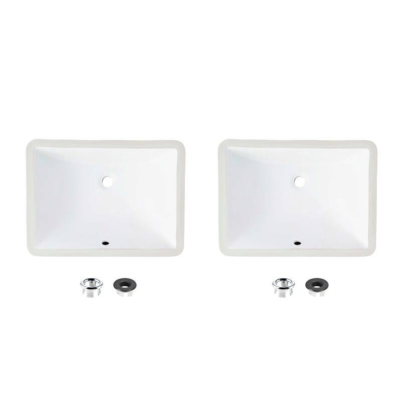 18.25"W x 13"D White Rectangular Undermount Bathroom Sink Set of 2