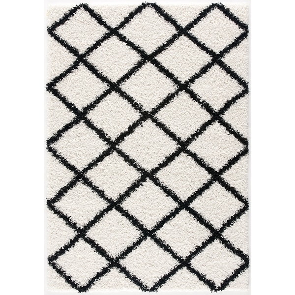 slide 1 of 8, L'Baiet Halle White Shag Rug 2' x 3'