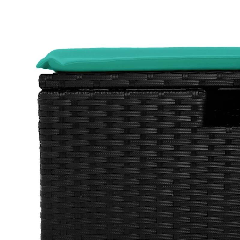 vidaXL 7 Piece Patio Sofa Set with Cushions Black Poly Rattan - 21.7 x 24.4 x 27.2