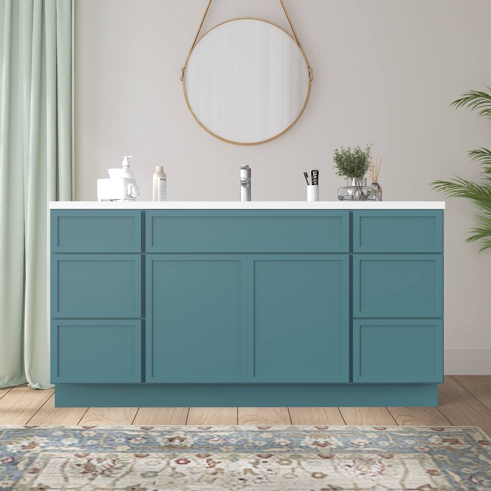 Vanity Art 69" Oak Freestanding Bathroom Vanity Cabinet without Top